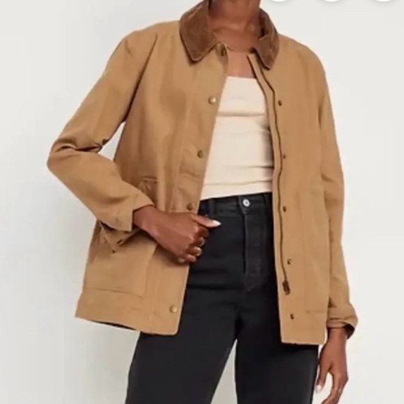 Old Navy Tan Canvas/Barn Jacket with Corduroy Collar - Picture 13 of 13